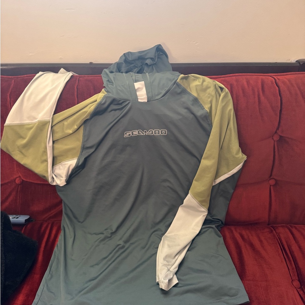 Fishing Hooded long sleeved Shirt With Face Cover Buff BRP Sea-doo UV 50